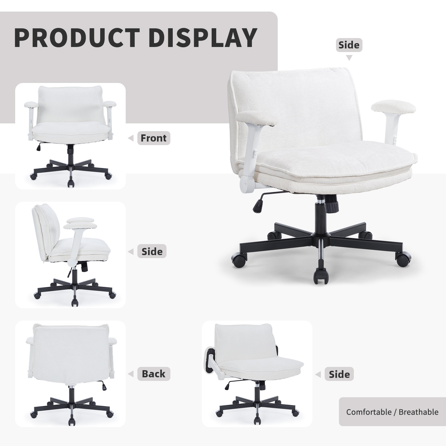 Cross Legged Office Chair Height Adjustable Swivel Desk Chair_voghion.com